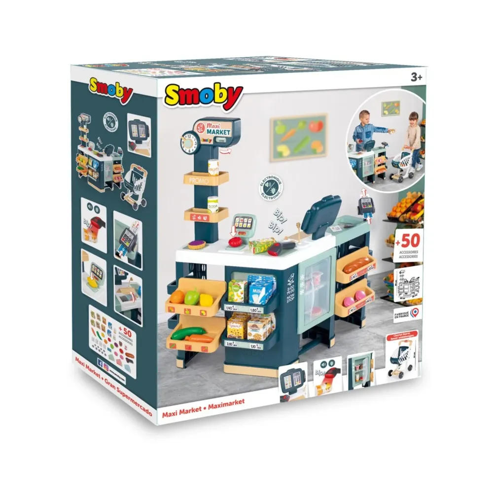 SMOBY Maximarket Wózek Elektroniczną Kasą ze Skanerem Waga i Lodówka