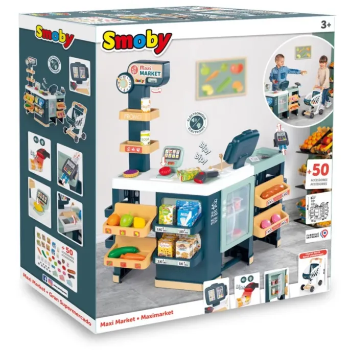 Dziecięcy supermarket z akcesoriami i mechaniczną wagą