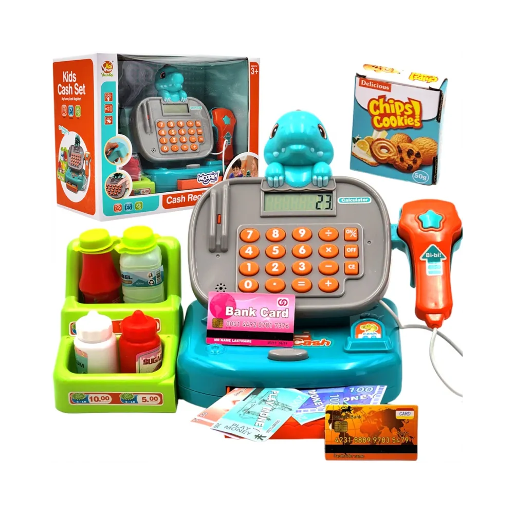 WOOPIE Kasa Sklepowa z Półką DINO Niebieski