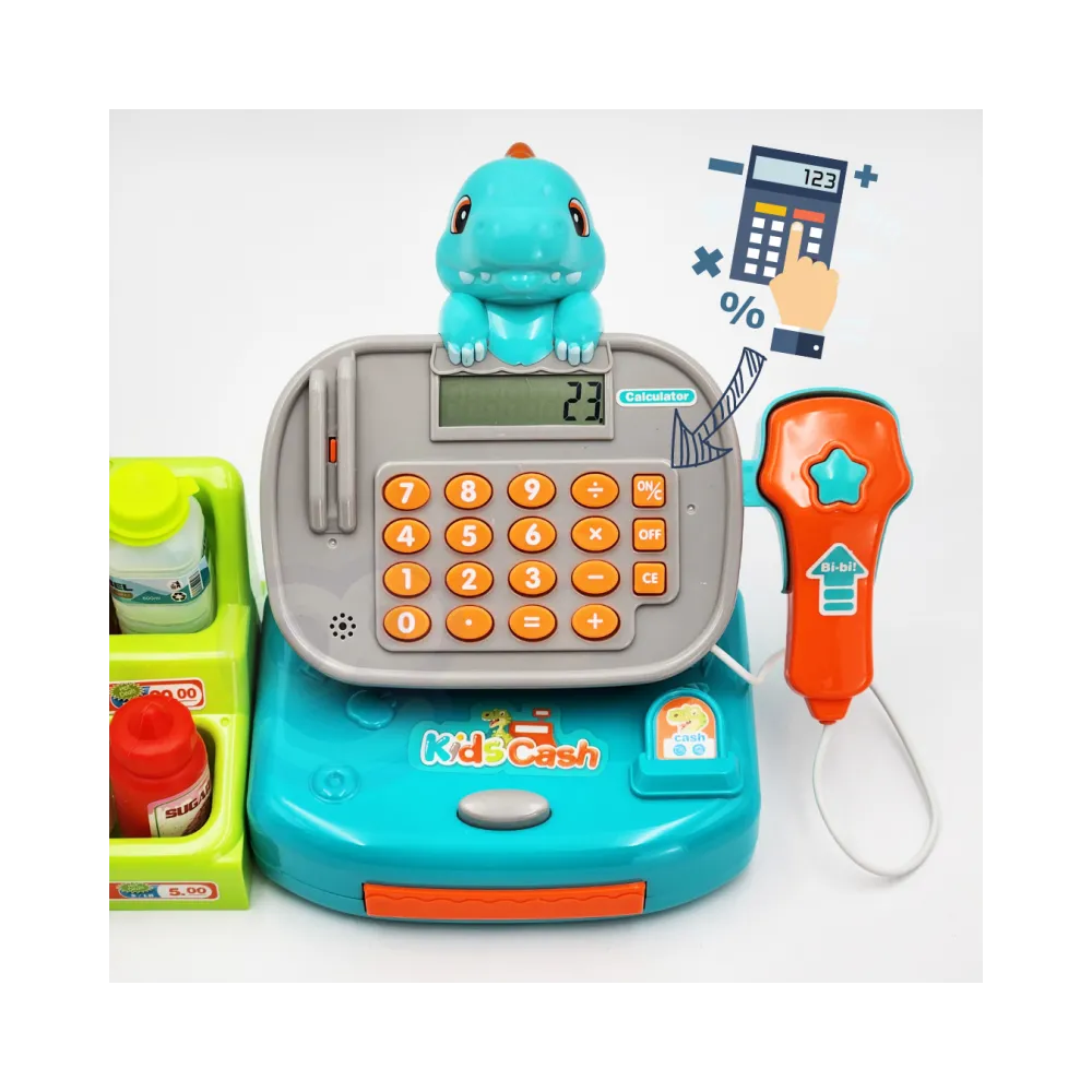 WOOPIE Kasa Sklepowa z Półką DINO Niebieski