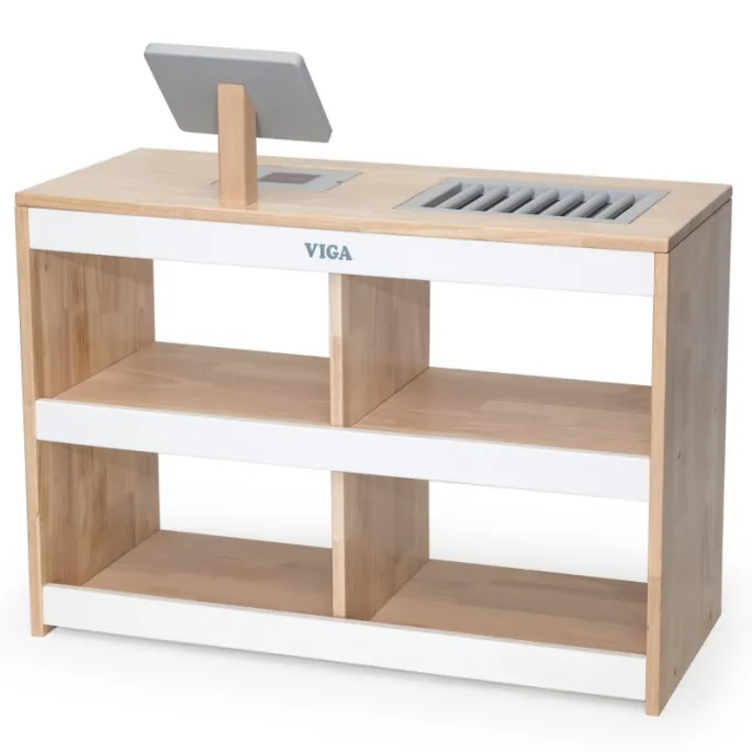 Czytnik kodów w drewnianej kasie