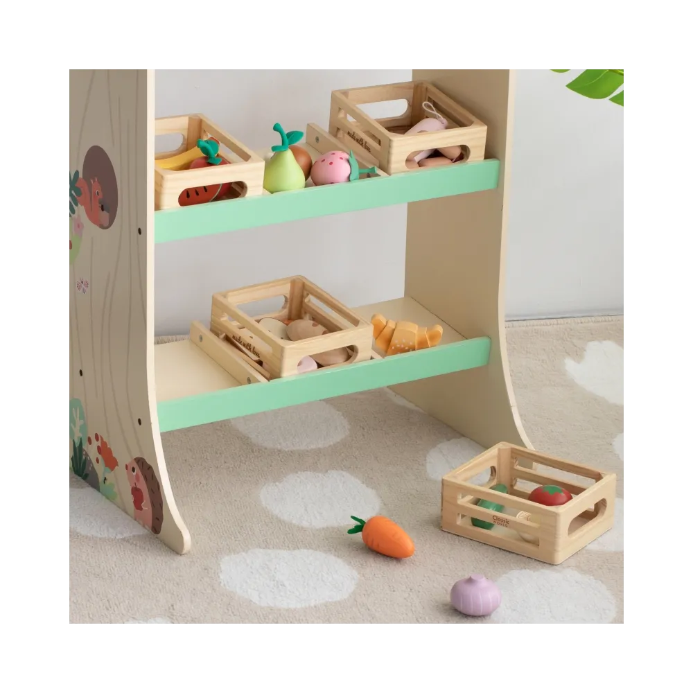 CLASSIC WORLD Zestaw Drewnianych Owoców w Koszyku 6 el.