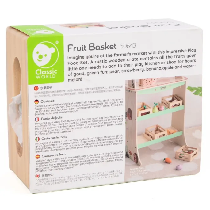 Kolorowy koszyk pełen drewnianych owoców