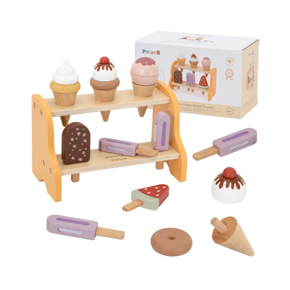VIGA Drewniana Lodziarnia Sklepik Zestaw z Lodami 6 szt Lodów