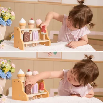 VIGA Drewniana Lodziarnia Sklepik Zestaw z Lodami 6 szt Lodów