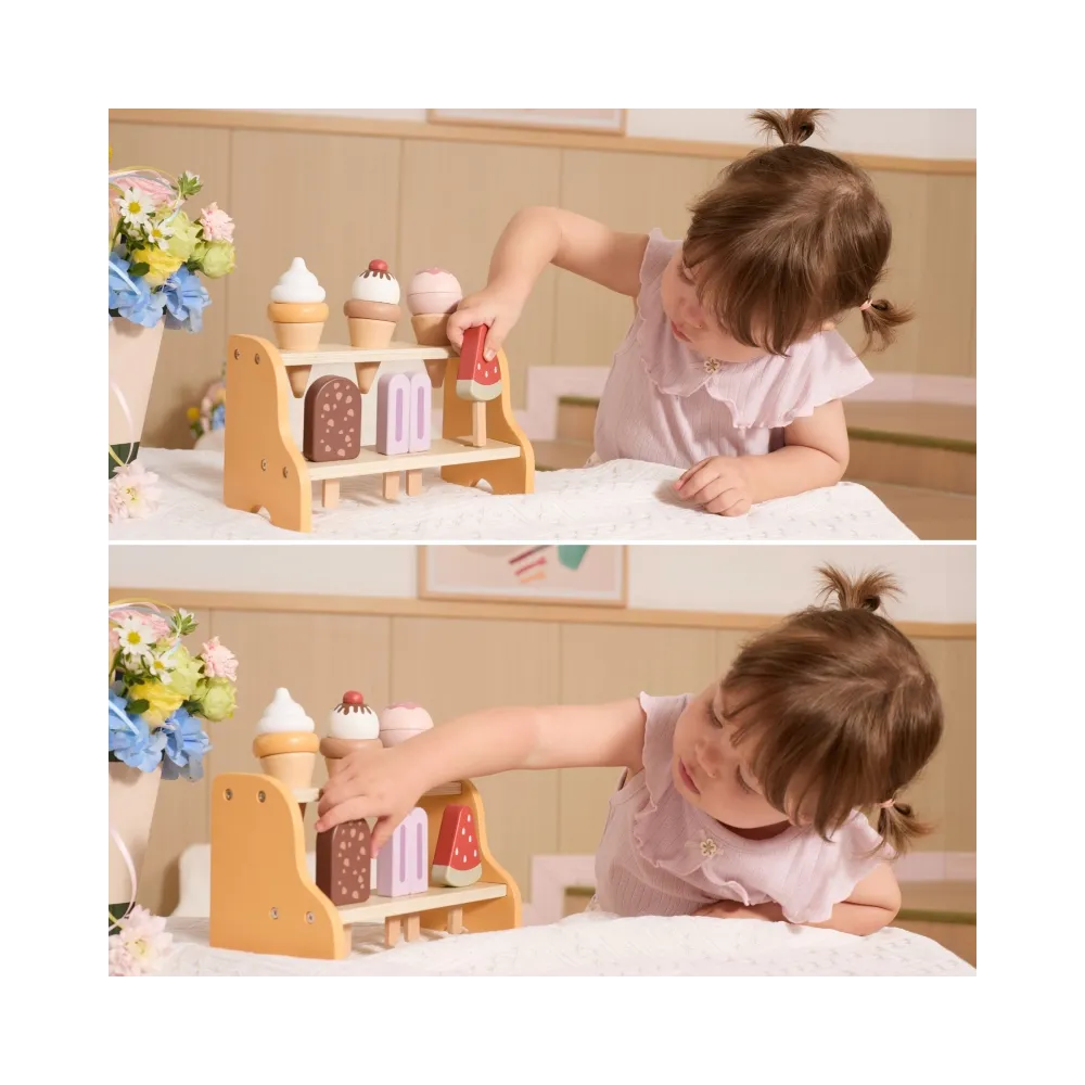 VIGA Drewniana Lodziarnia Sklepik Zestaw z Lodami 6 szt Lodów