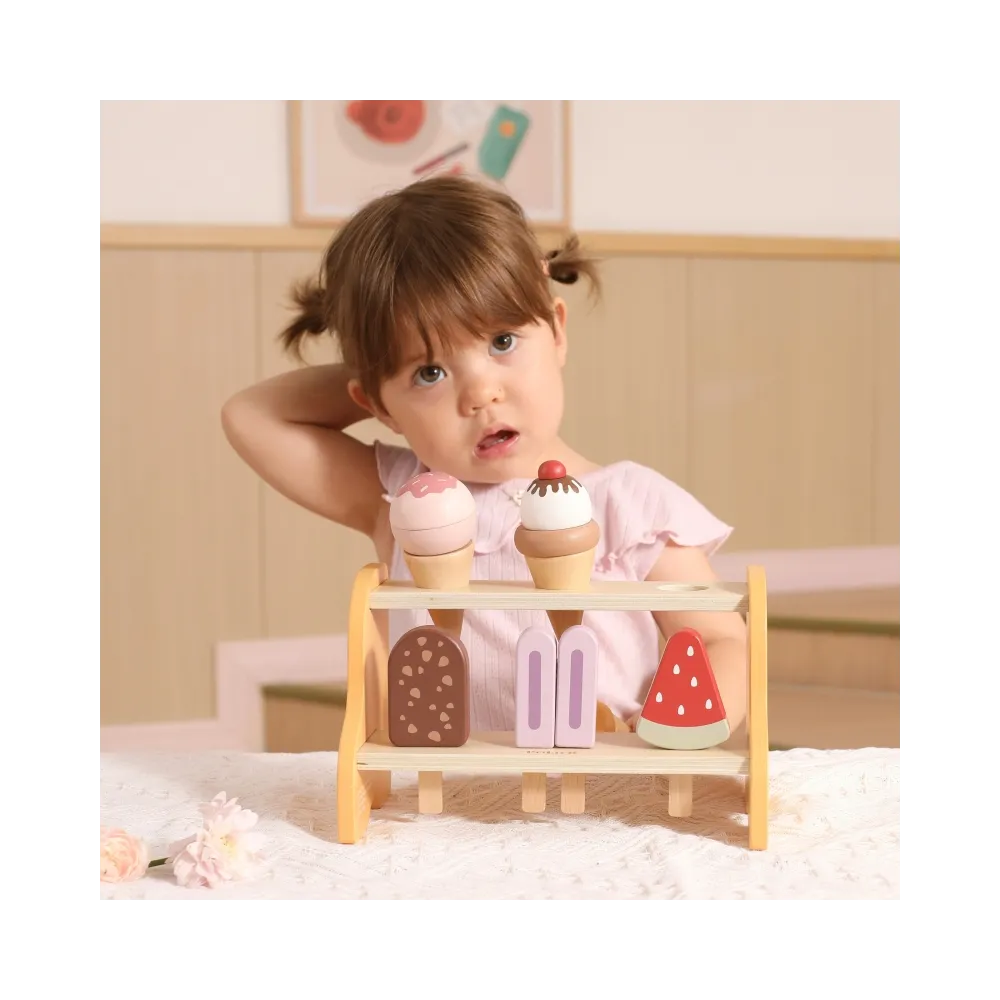 VIGA Drewniana Lodziarnia Sklepik Zestaw z Lodami 6 szt Lodów