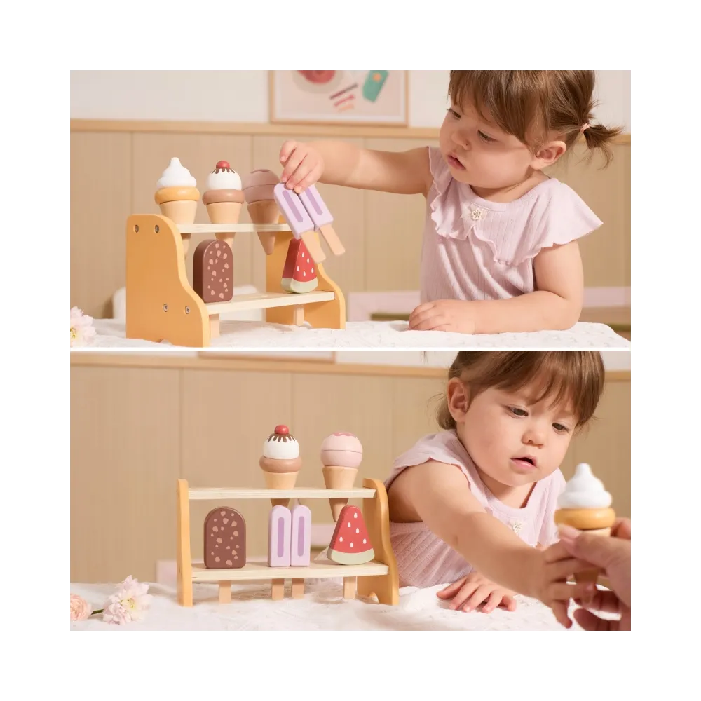 VIGA Drewniana Lodziarnia Sklepik Zestaw z Lodami 6 szt Lodów