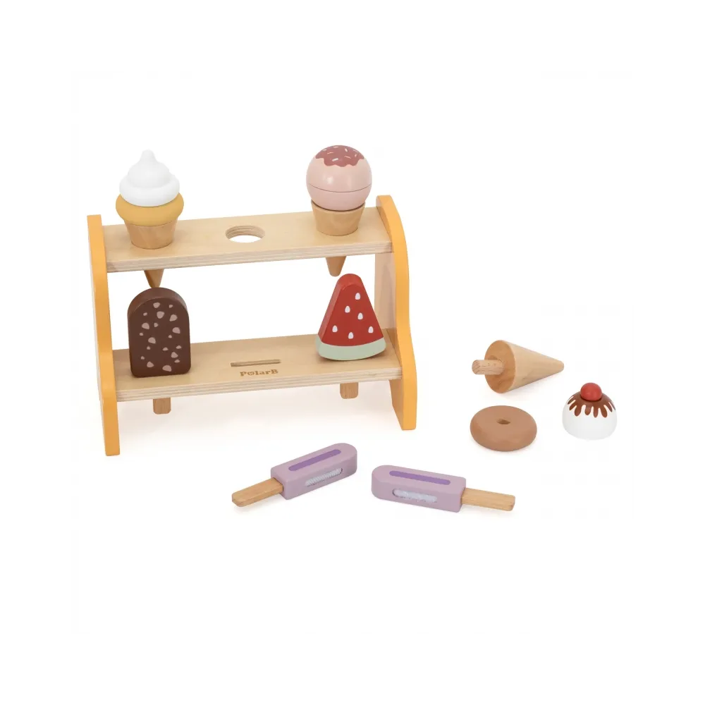 VIGA Drewniana Lodziarnia Sklepik Zestaw z Lodami 6 szt Lodów