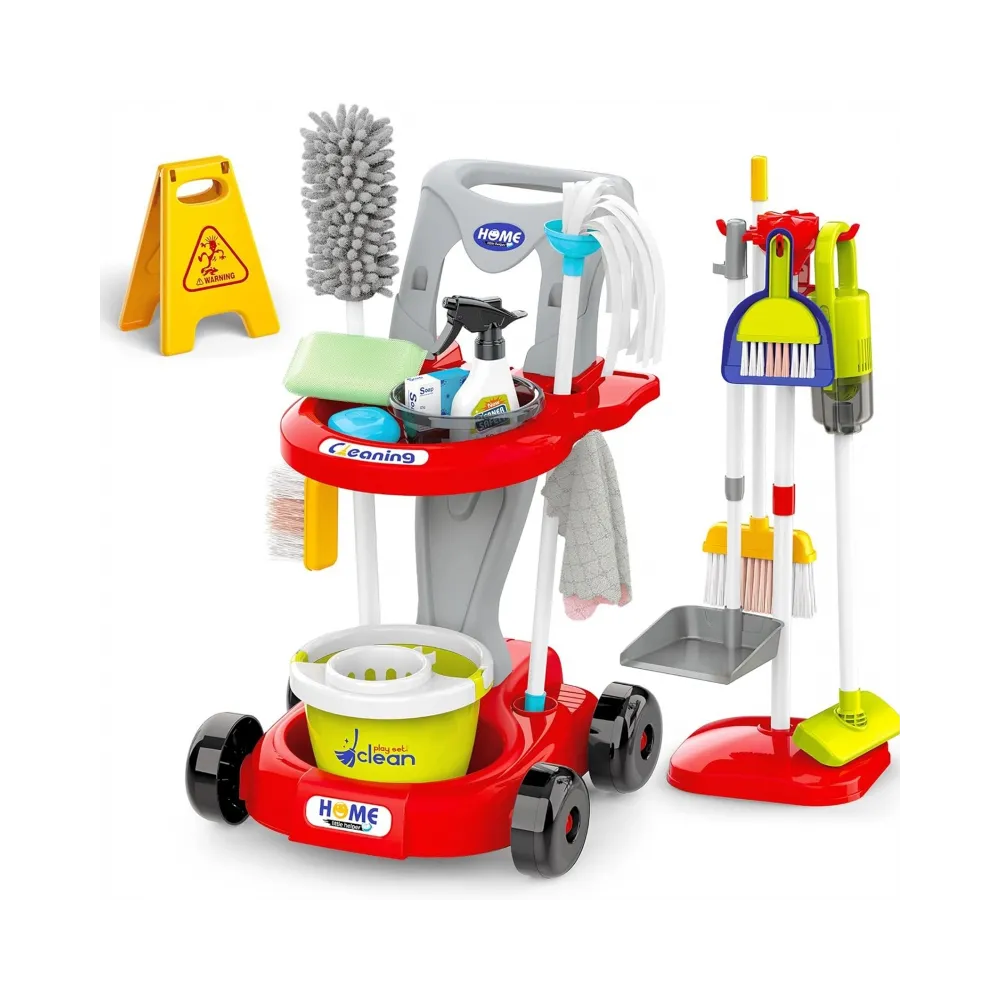 WOOPIE Zestaw do Sprzątania XXL Wózek 3w1 29 el. Czerwony