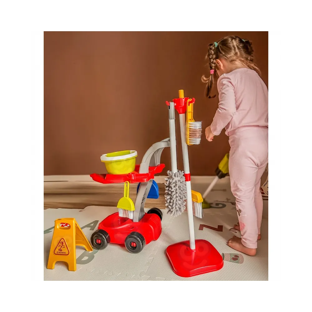 WOOPIE Zestaw do Sprzątania XXL Wózek 3w1 29 el. Czerwony