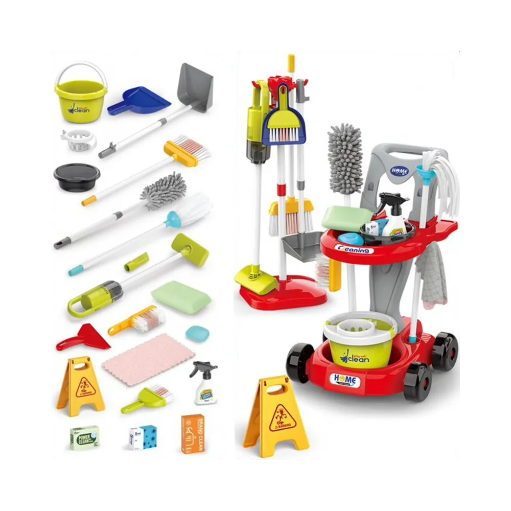 WOOPIE Zestaw do Sprzątania XXL Wózek 3w1 29 el. Czerwony