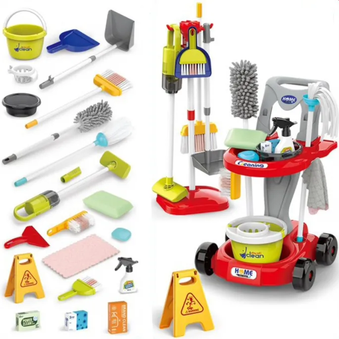 Zestaw sprzątający z wózkiem 3w1