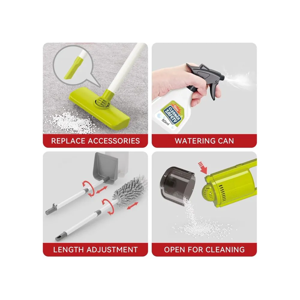 WOOPIE Zestaw do Sprzątania XXL Wózek 3w1 29 el. Czerwony