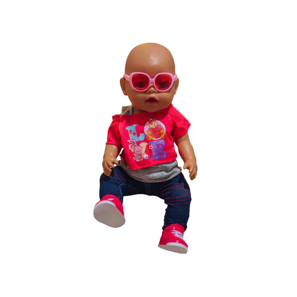 WOOPIE Modne Ubranko dla Lalki LOVE Okulary Buciki 43-46 cm