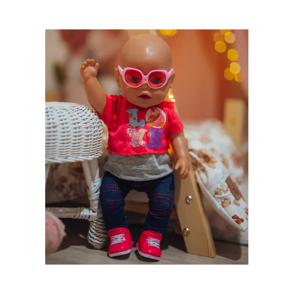 WOOPIE Modne Ubranko dla Lalki LOVE Okulary Buciki 43-46 cm
