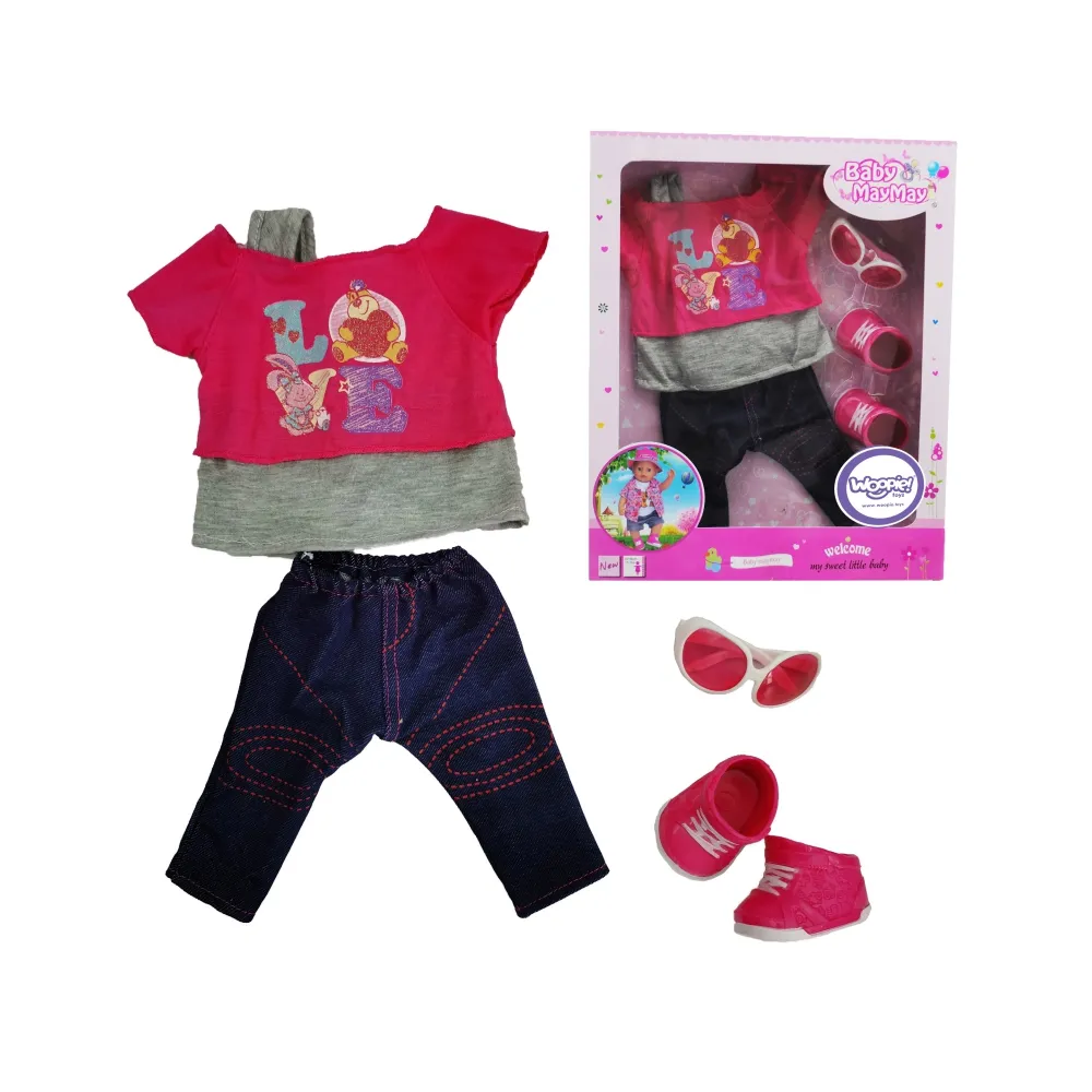 WOOPIE Modne Ubranko dla Lalki LOVE Okulary Buciki 43-46 cm