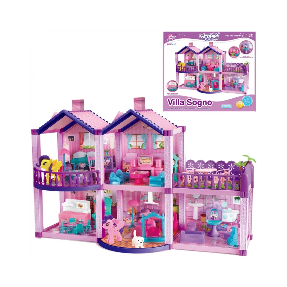 WOOPIE Domek dla Lalek Kucyków PONY FANTASY VILLA 120 el.