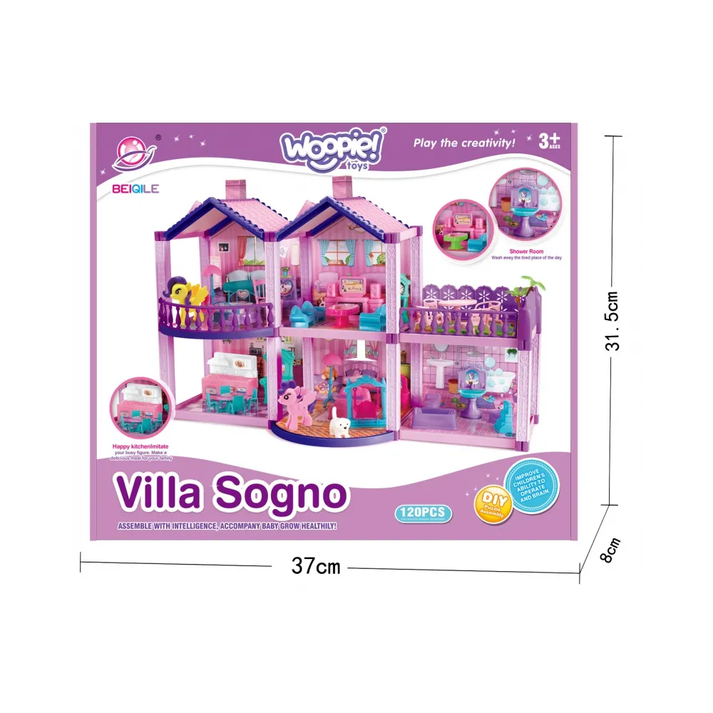 WOOPIE Domek dla Lalek Kucyków PONY FANTASY VILLA 120 el.