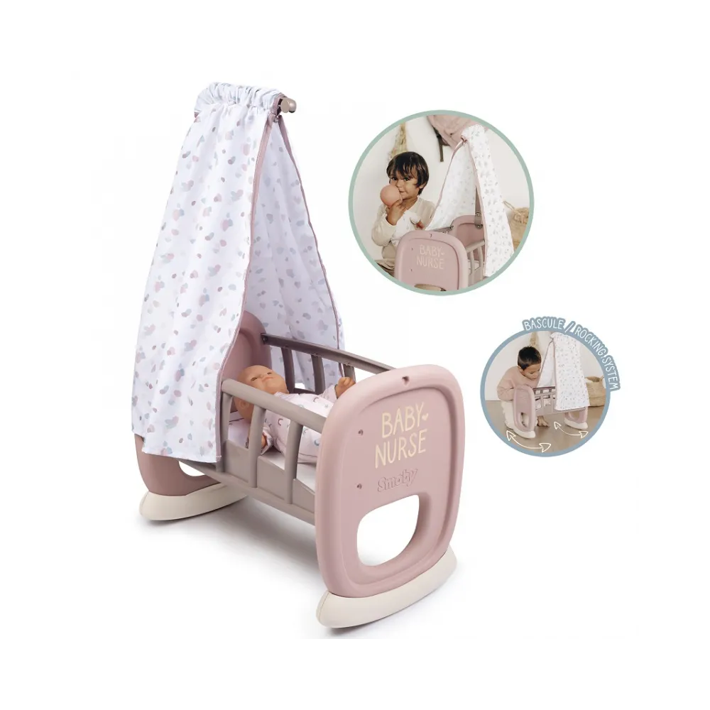SMOBY Baby Nurse Kołyska z Baldachimem dla Lalki Łóżeczko