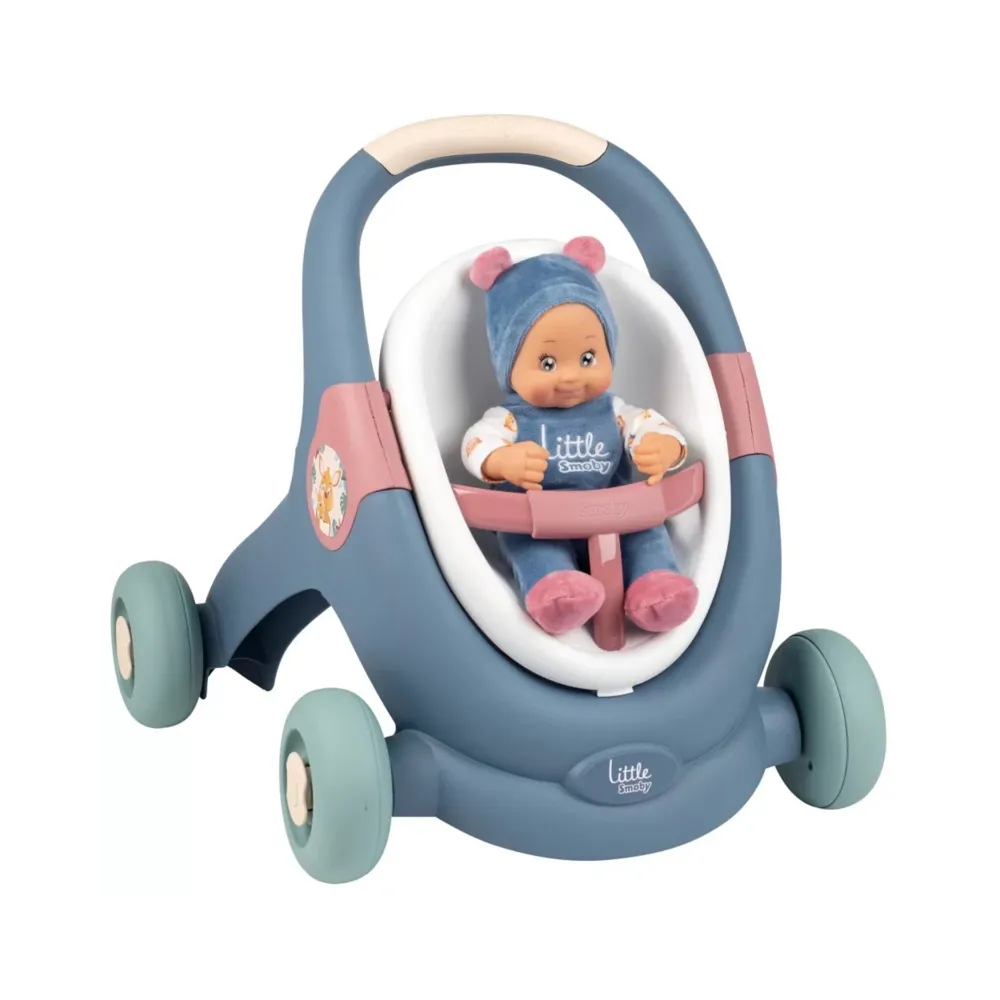 SMOBY Little Chodzik Pchacz 3w1 Wózek dla Dzieci + Lalka Bobas