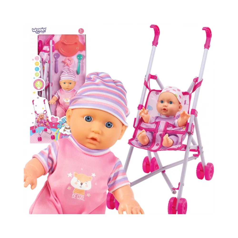 WOOPIE ROYAL Pierwsza Lalka Bobas z Wózkiem Opiekunka + Zestaw do Karmienia