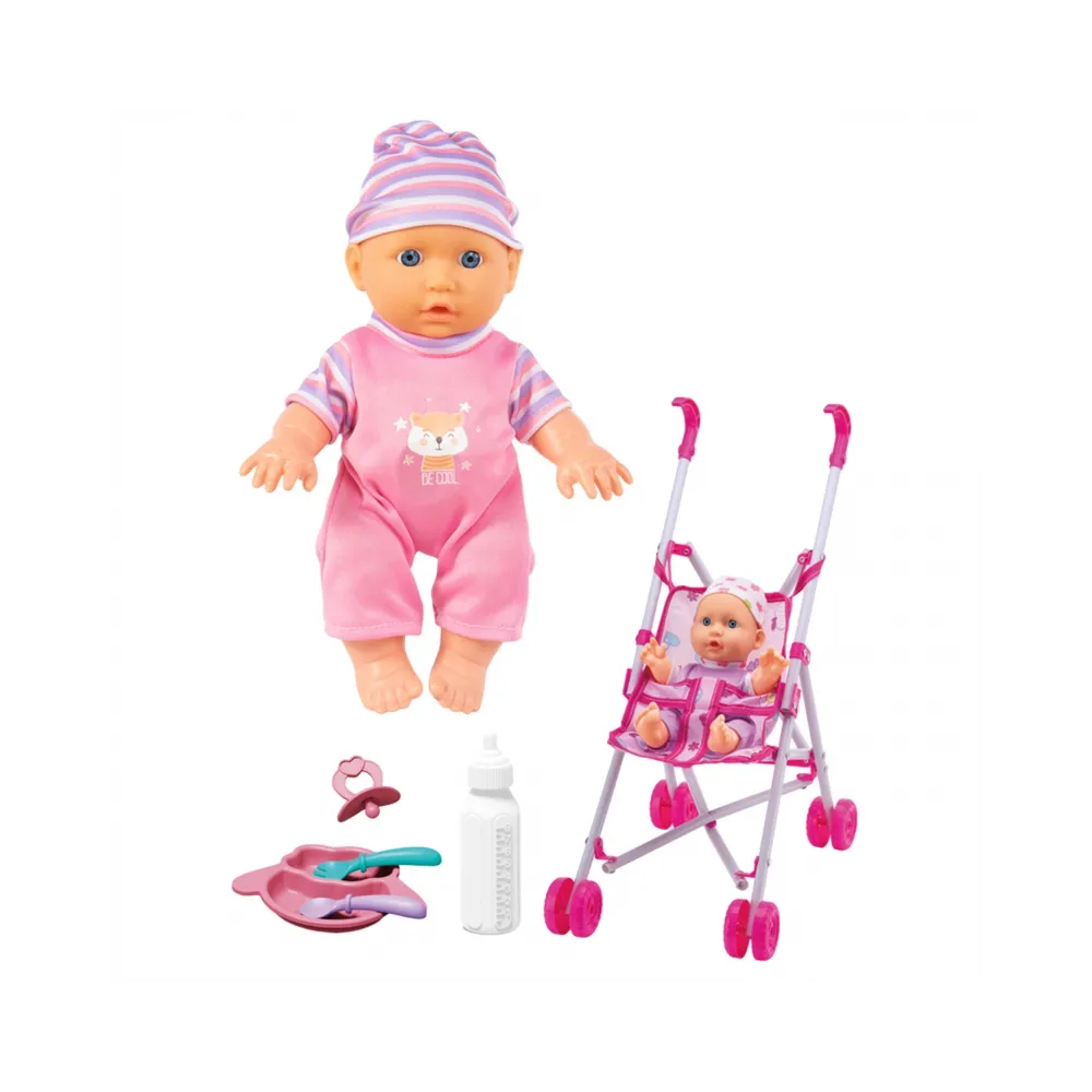 WOOPIE ROYAL Pierwsza Lalka Bobas z Wózkiem Opiekunka + Zestaw do Karmienia