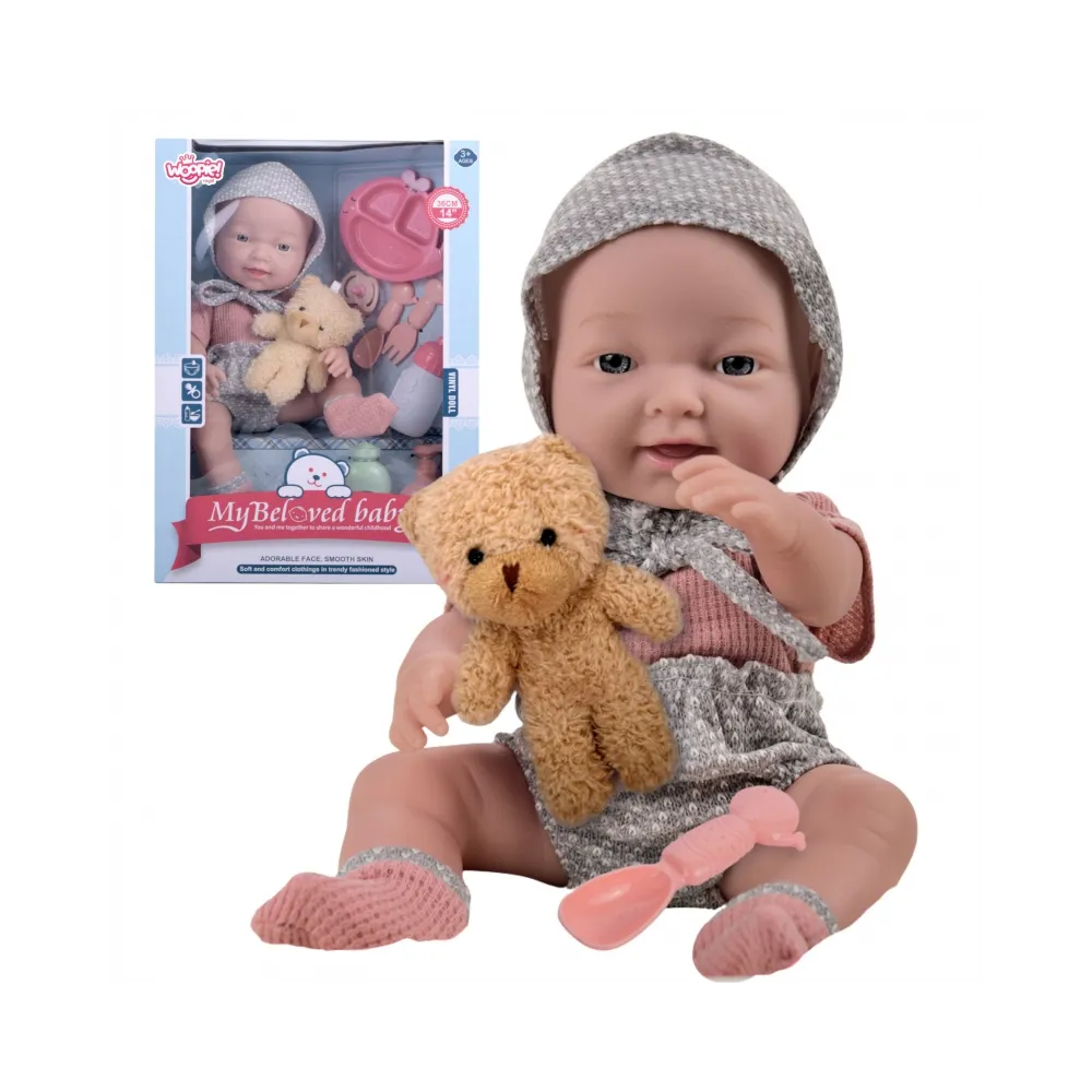 WOOPIE ROYAL Lalka Bobas 36 cm w Ubranku z Misiem Akcesoria do Karmienia