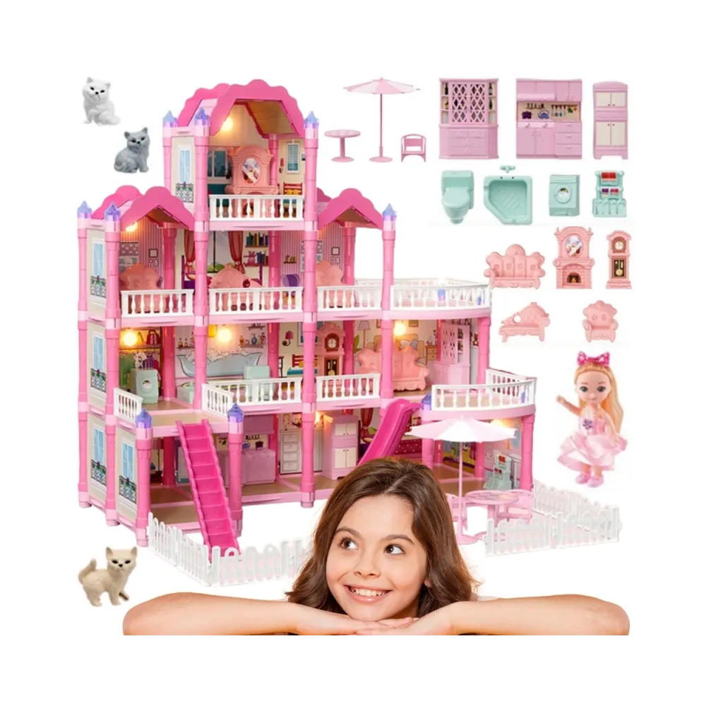 WOOPIE Domek dla Lalek Villa z Akcesoriami i Lalką Podświetlany 296el.