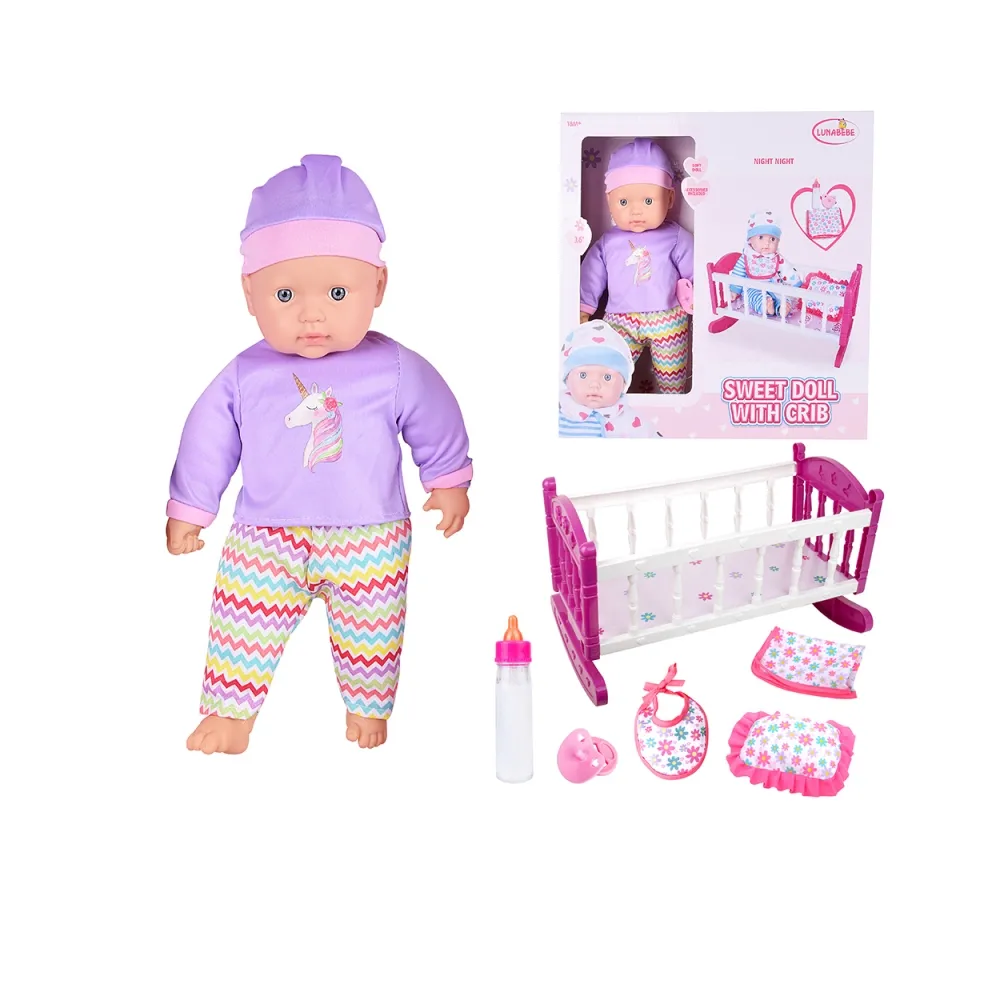 WOOPIE ROYAL Zestaw XL Opiekunka Lalka Jednorożec z Kołyską i Zestawem do Karmienia