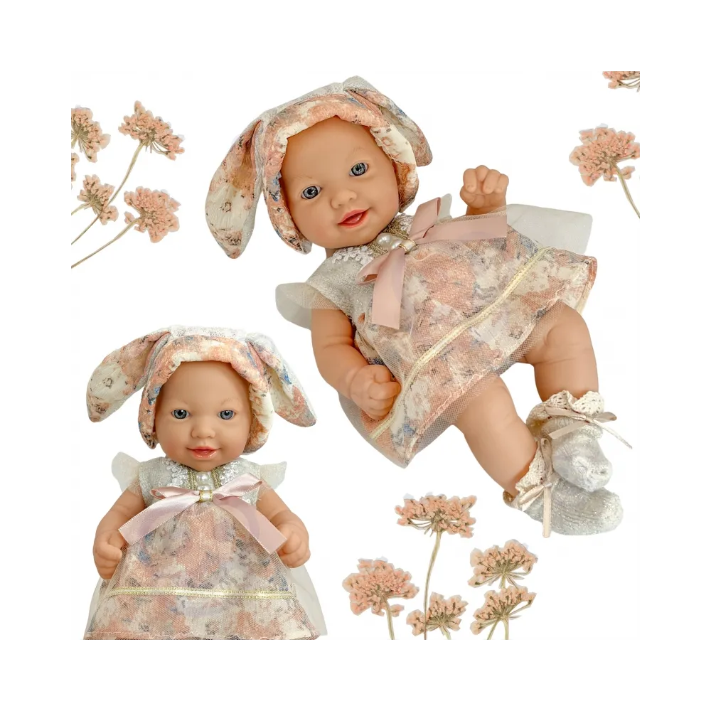 WOOPIE ROYAL Lalka Bobas Vintage 24 cm w Sukience i Czapeczce Króliczka