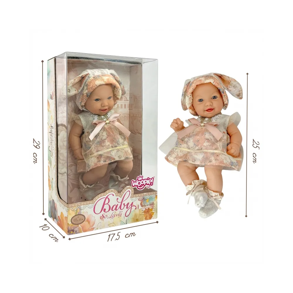 WOOPIE ROYAL Lalka Bobas Vintage 24 cm w Sukience i Czapeczce Króliczka