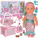 WOOPIE ROYAL Lalka Bobas 36 cm Syrenka Interaktywna Zestaw XXL Opiekunka 18w1