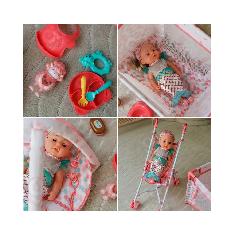 WOOPIE ROYAL Lalka Bobas 36 cm Syrenka Interaktywna Zestaw XXL Opiekunka 18w1