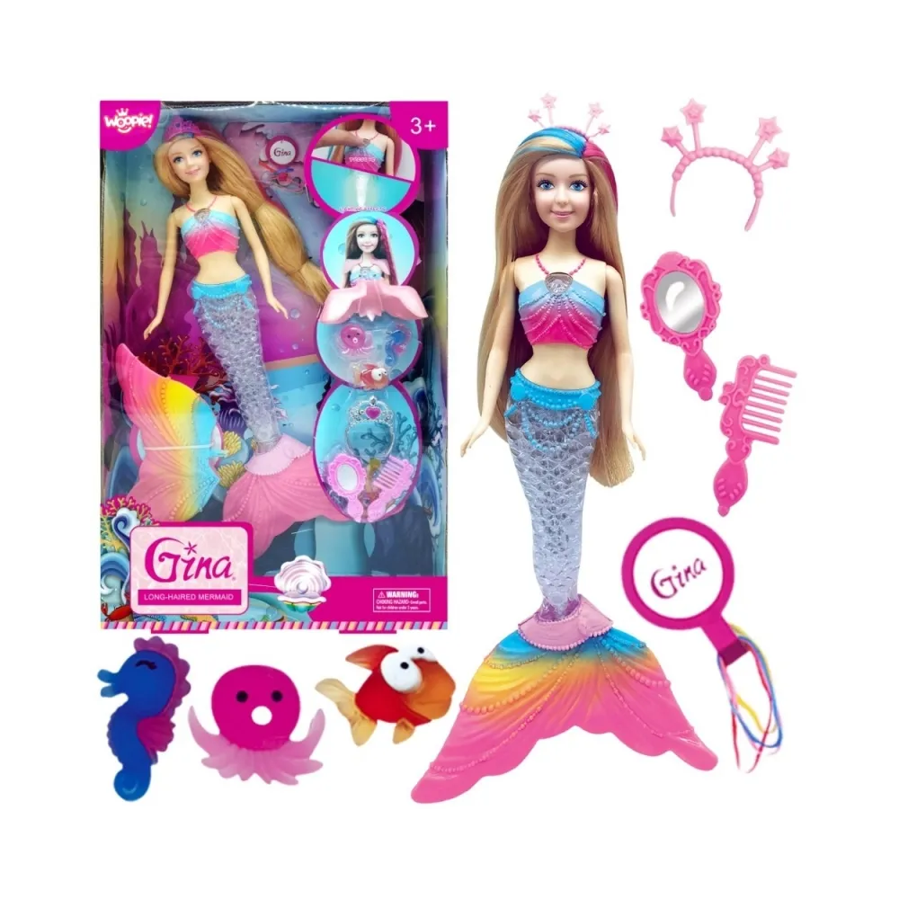 WOOPIE Lalka Syrenka Gina Magiczna Tęczowa z Akcesoriami