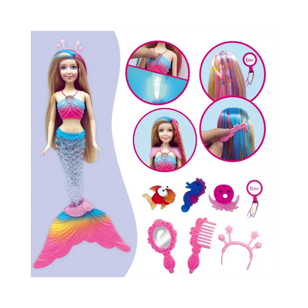 WOOPIE Lalka Syrenka Gina Magiczna Tęczowa z Akcesoriami