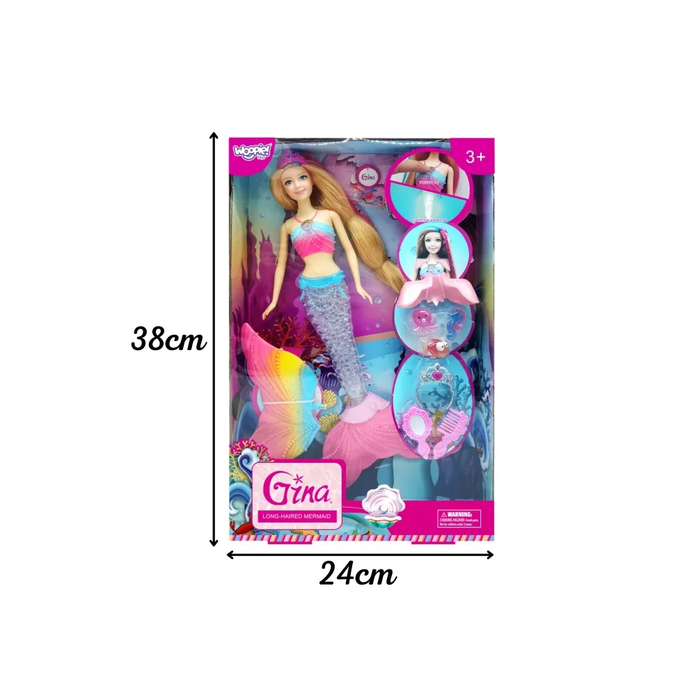 WOOPIE Lalka Syrenka Gina Magiczna Tęczowa z Akcesoriami