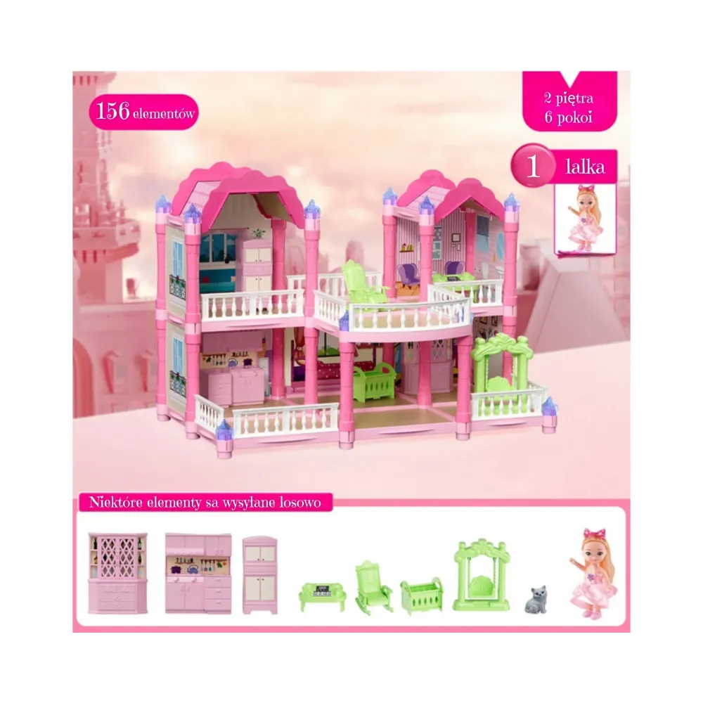 WOOPIE Domek Dla Lalek Willa Ogrodowa 156el.