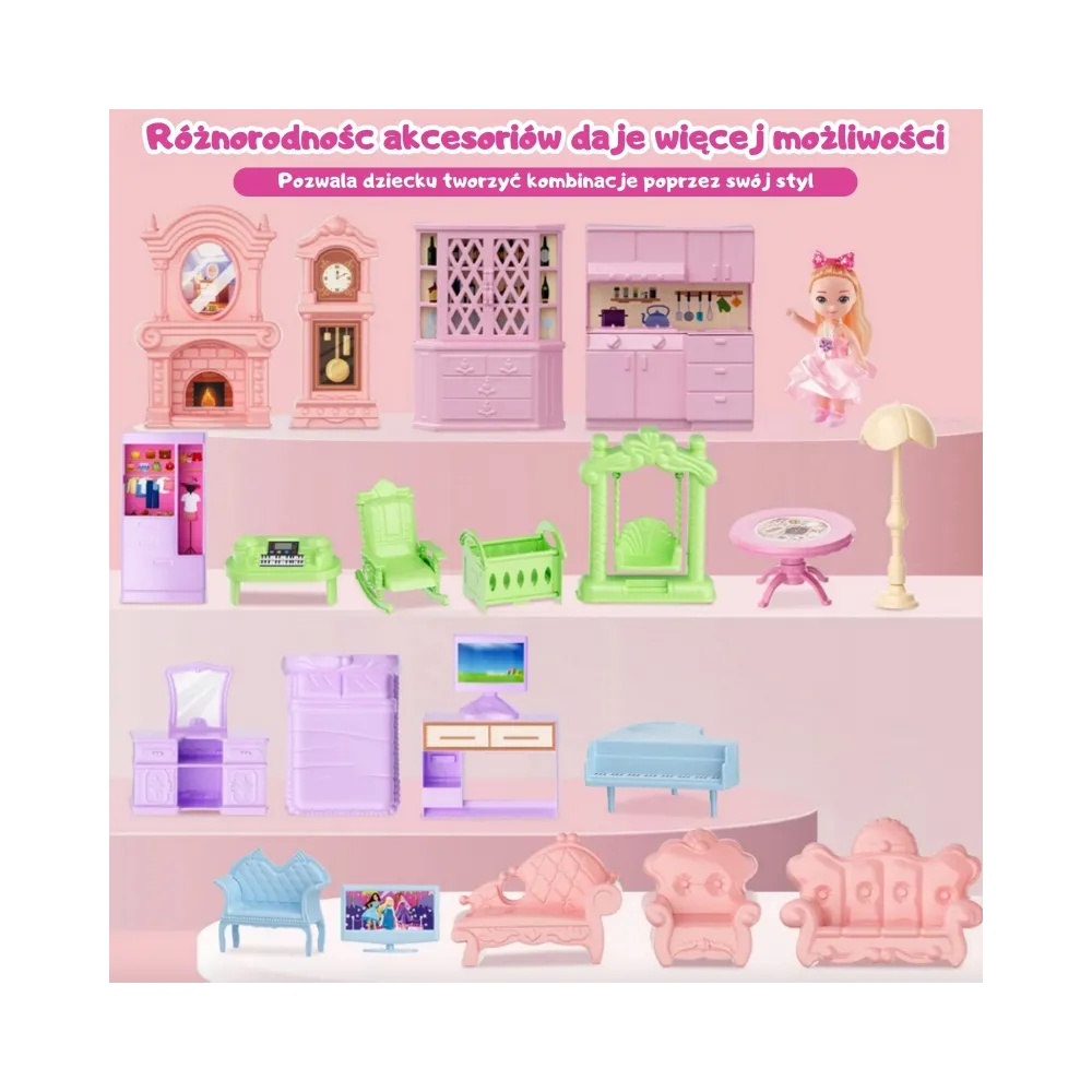 WOOPIE Domek Dla Lalek Willa Ogrodowa 156el.