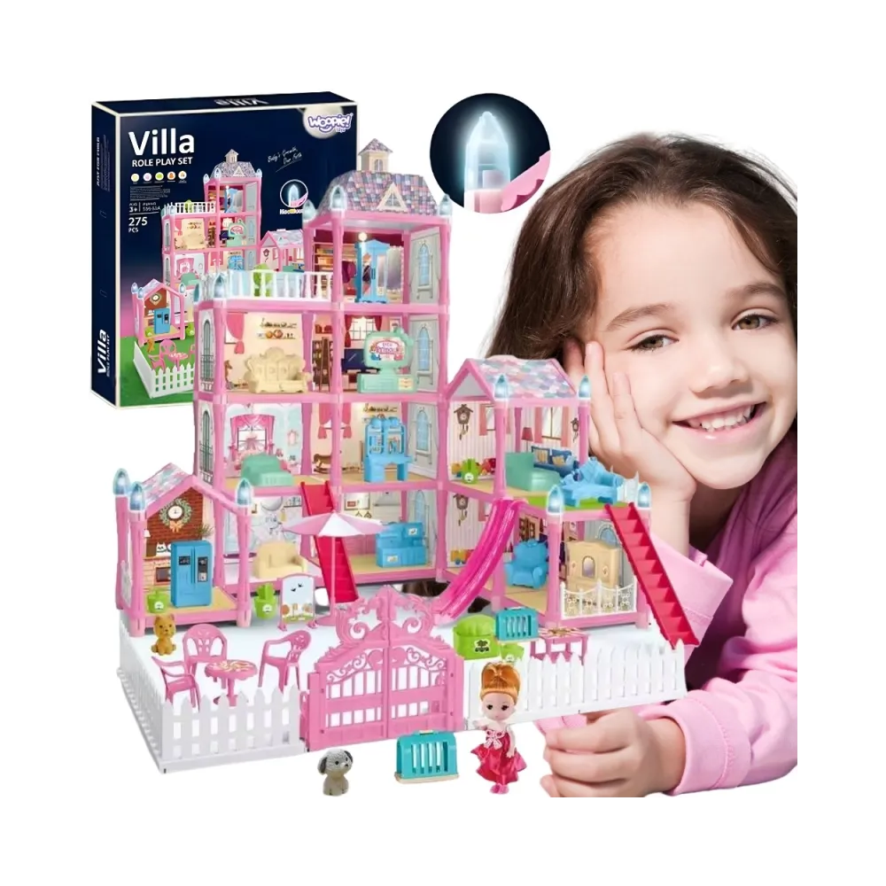 WOOPIE Domek dla Lalek Villa z Akcesoriami i Lalką Podświetlany 275el.