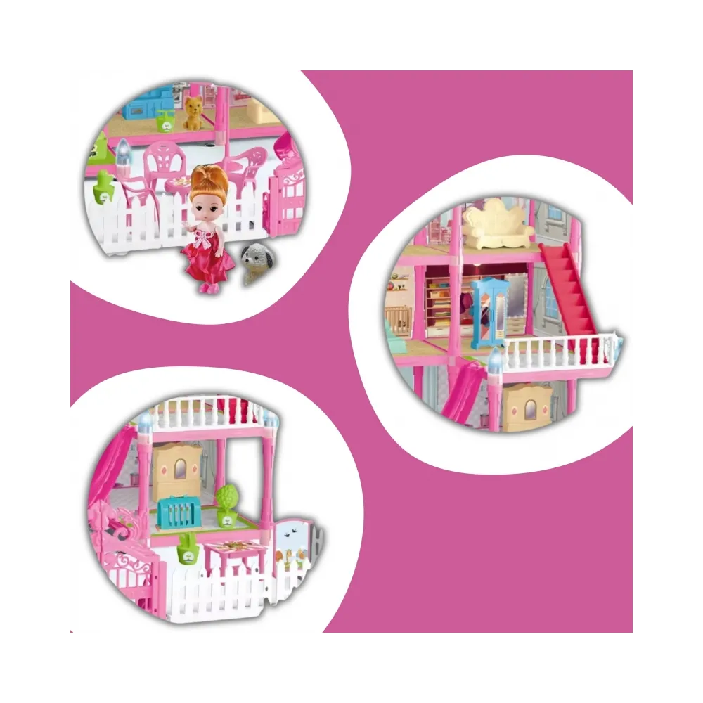 WOOPIE Domek dla Lalek Villa z Akcesoriami i Lalką Podświetlany 275el.