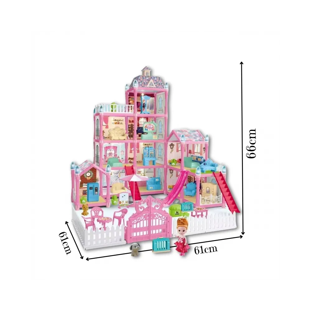 WOOPIE Domek dla Lalek Villa z Akcesoriami i Lalką Podświetlany 275el.