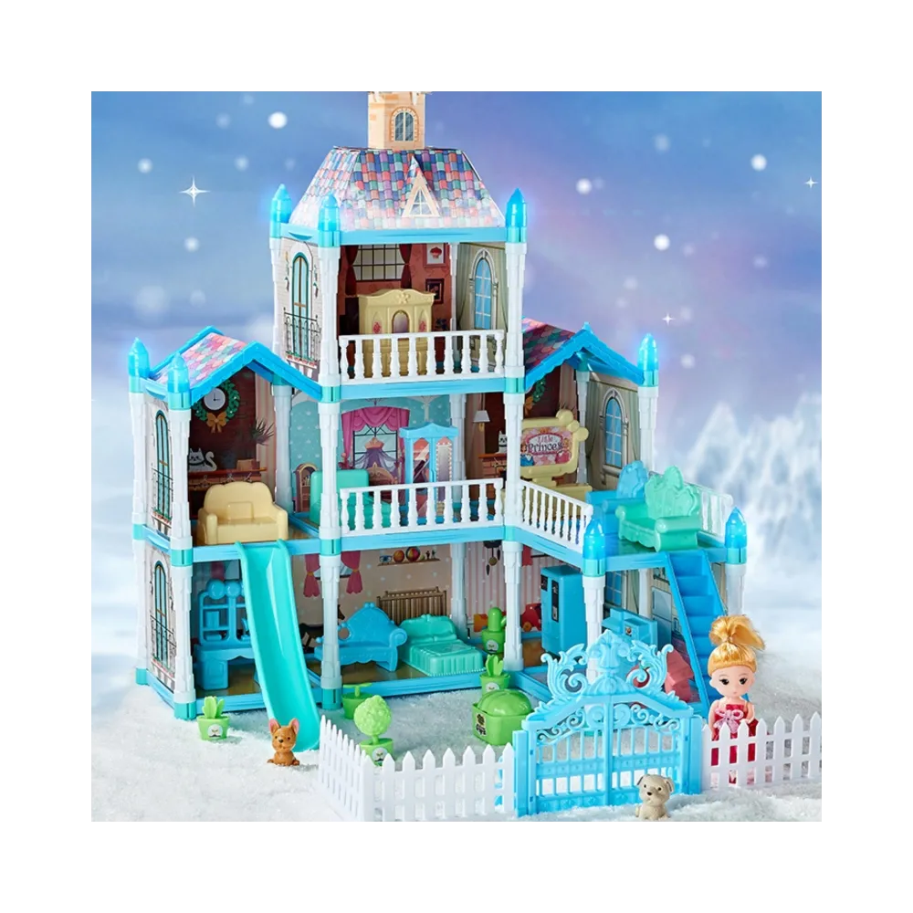 WOOPIE Domek dla Lalek Zimowy Ogród z Akcesoriami i Lalką Podświetlany 191el.