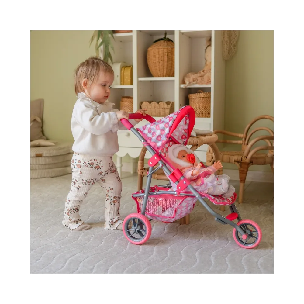 WOOPIE ROYAL Trójkołowa Spacerówka Wózek dla Lalek Serce Róż