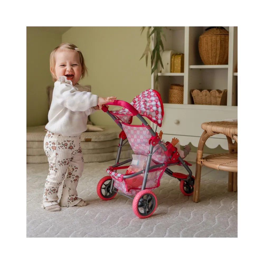 WOOPIE ROYAL Trójkołowa Spacerówka Wózek dla Lalek Serce Róż