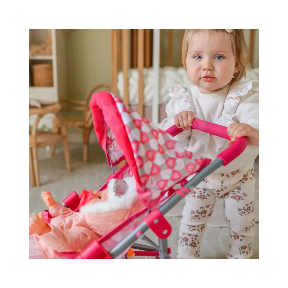 WOOPIE ROYAL Trójkołowa Spacerówka Wózek dla Lalek Serce Róż