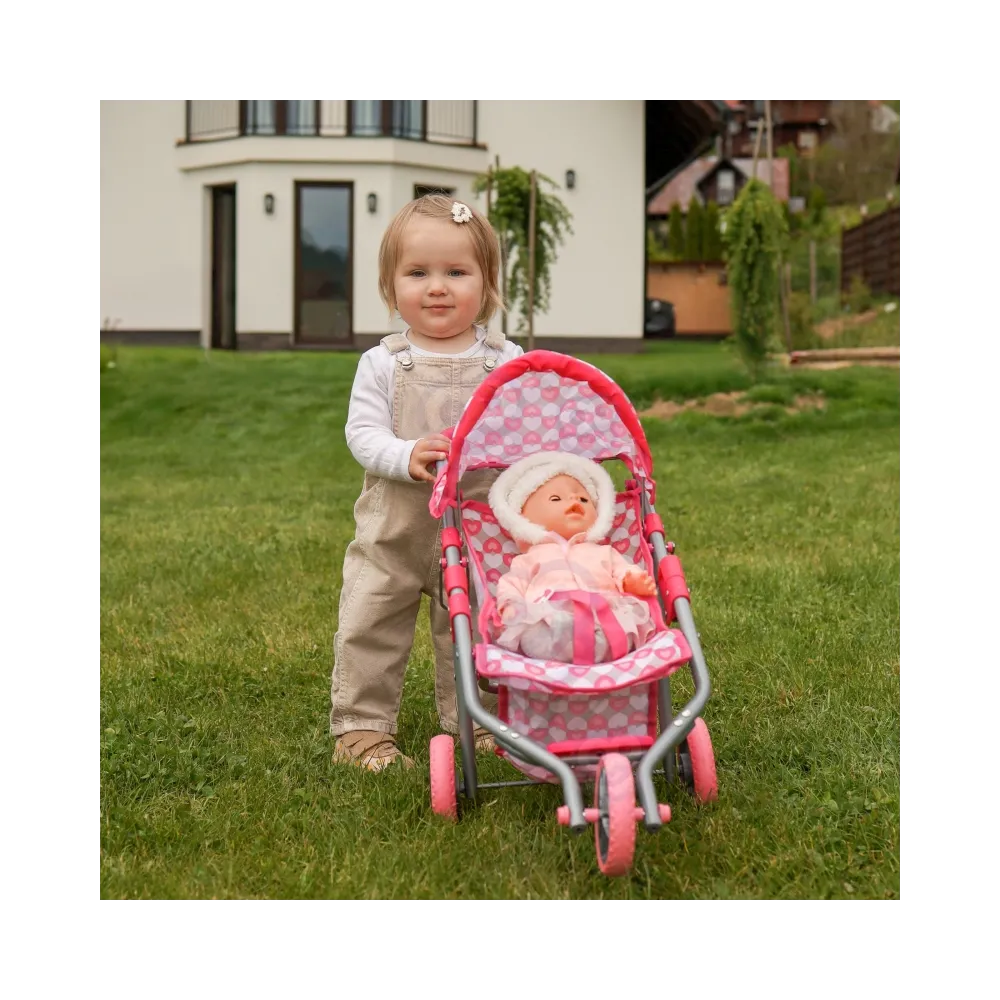 WOOPIE ROYAL Trójkołowa Spacerówka Wózek dla Lalek Serce Róż