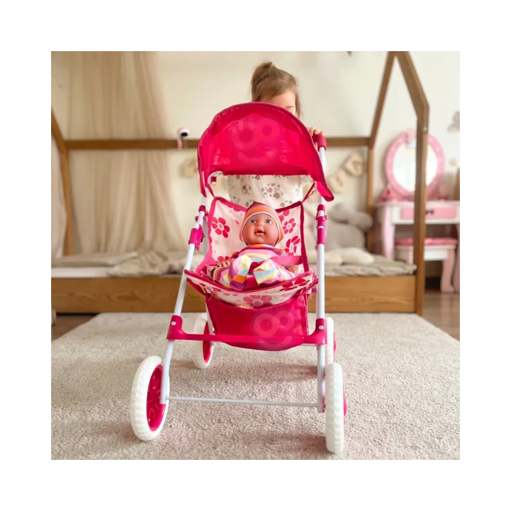 WOOPIE ROYAL Wózek dla Lalek Spacerówka w Kwiaty