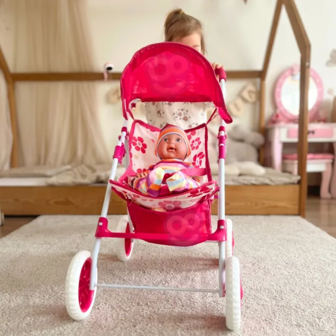 Cichy wózek dla lalek z piankowymi kołami