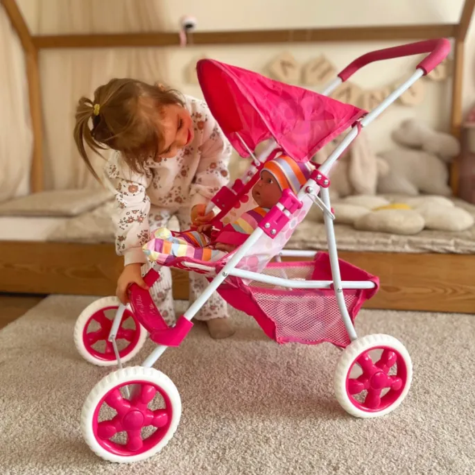 Złożony wózek dla lalek idealny do przechowywania